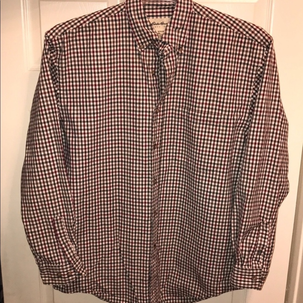 >💙Eddie Bauer since1920 PLAID LONG SLEEVES BUTTON DOWN VINTAGE MEN’S SHIRT SZ M